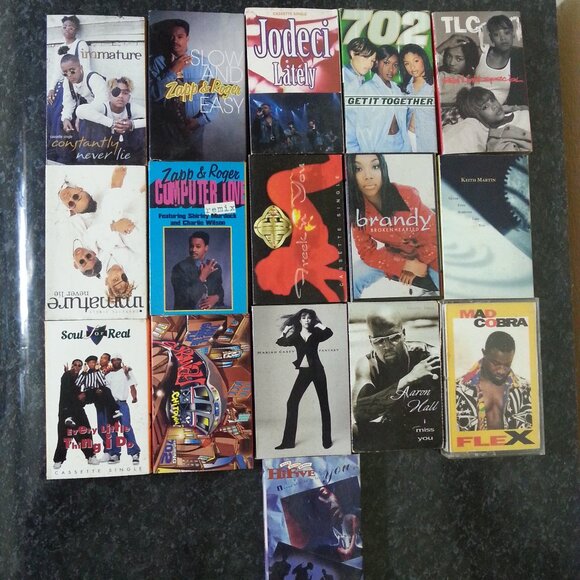 16 Cassette Singles  R&B Reggae Soul Jodeci Mad Cobra Mariah Carey TLC Brandy - Picture 1 of 13